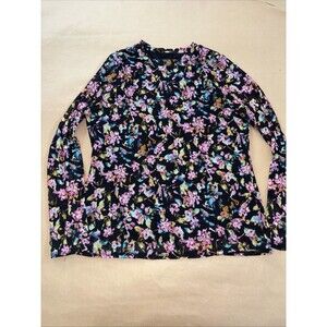 Women's INC International Concepts Floral Long Sleeve Shirt Top Size XL